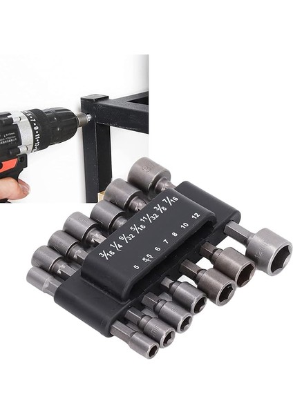 14 Parçalı Güçlü Lokma Anahtarı 1/4 Inç Altıgen Tornavida Ucu Seti, Şaft Lokma Anahtarı Aletleri Somun Seti Sae-Metrik Altıgen Darbeli Somun Tornavida Ucu, Matkap Için, Schr