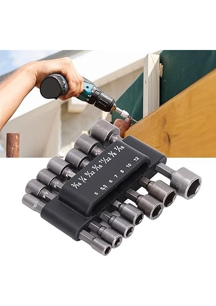 14 Parçalı Güçlü Lokma Anahtarı 1/4 Inç Altıgen Tornavida Ucu Seti, Şaft Lokma Anahtarı Aletleri Somun Seti Sae-Metrik Altıgen Darbeli Somun Tornavida Ucu, Matkap Için, Schr indirimleri