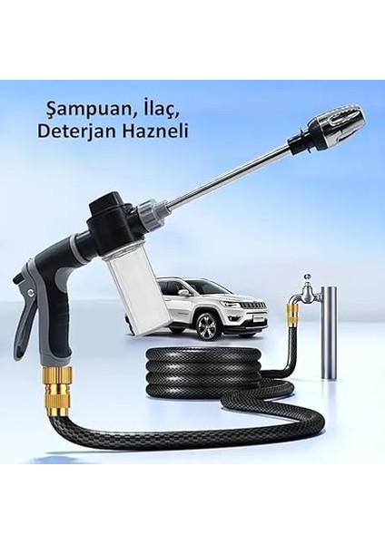 yüksek basınçlı hazneli köpüklü araç oto yıkama bahçe sulama ılaçlama su tabancası ayarlanabilir başlık deterjan hazneli fiyatları
