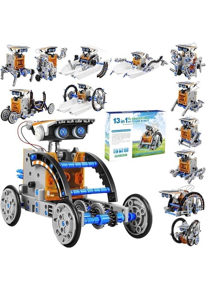 Solar Robot Oyuncak 13-In-1 Eğitici Bilim Kiti Güneş Enerjisiyle Çalışan Kendin Yap Robot Bilim Kiti, Eğitici Bilim Kiti Oyuncağı, 8-12 Yaş Aralığı Için Bilim Kiti