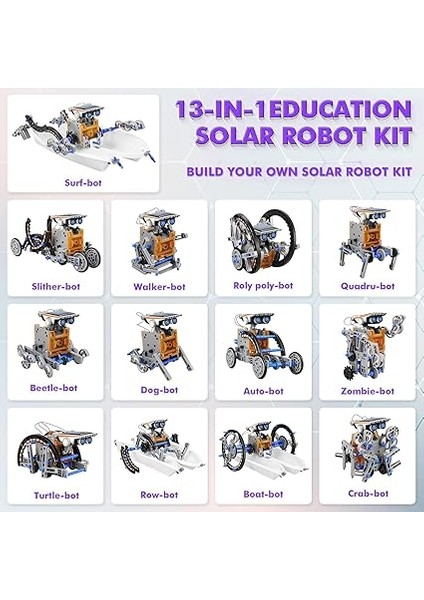 Solar Robot Oyuncak 13-In-1 Eğitici Bilim Kiti Güneş Enerjisiyle Çalışan Kendin Yap Robot Bilim Kiti, Eğitici Bilim Kiti Oyuncağı, 8-12 Yaş Aralığı Için Bilim Kiti fırsatları