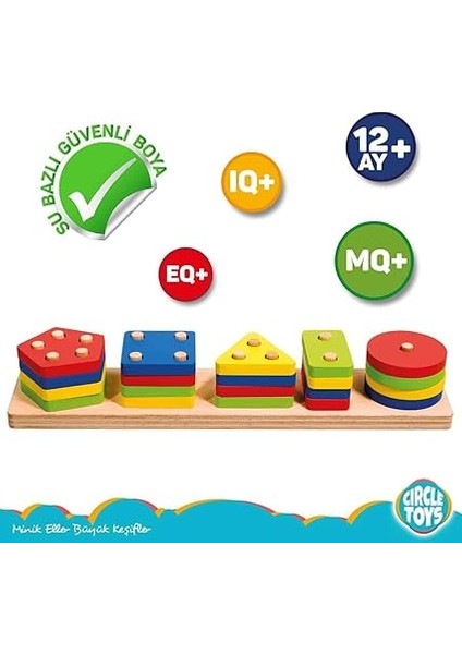 Toys Ahşap Geometrik Şekiller 5'li modelleri