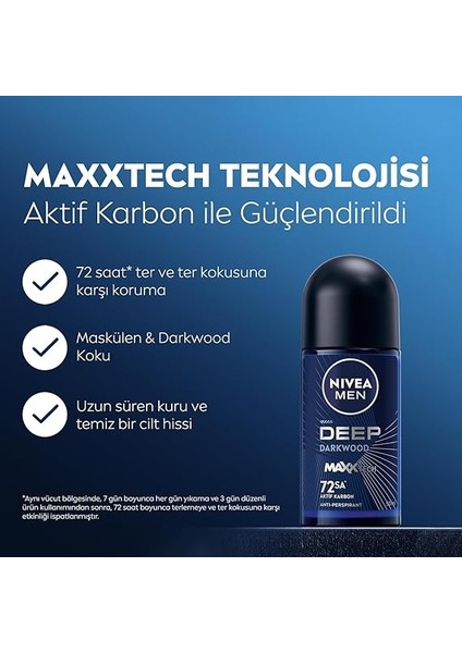 Men Erkek Roll On Deodorant Deep Dimension 48 Saat Anti-Perspirant Koruma 50ML modelleri