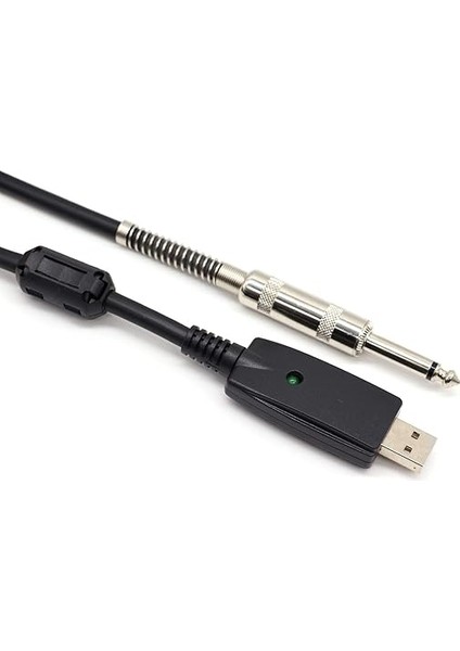 USB 2.0 Arabirimi Erkek - 1/4" Ts Mono Elektrik Gitar Dönüştürücü Kablo Stüdyo Ses Kablosu Gitar Bilgisayar Bağlantı Kablo Adaptörü Enstrüman Kayıt Vokal Için