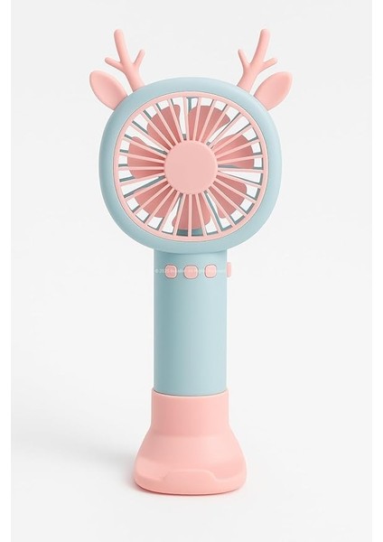 Geyik Boynuzlu Mini El Fanı, 20 cm Taşınabilir Şarjlı Masaüstü Fan, Tek Kademeli Hız, Kompakt Fan Tasarımı, 7 cm Çaplı Vantilatör, USB Şarjlı, Çocuklar Için Uygun