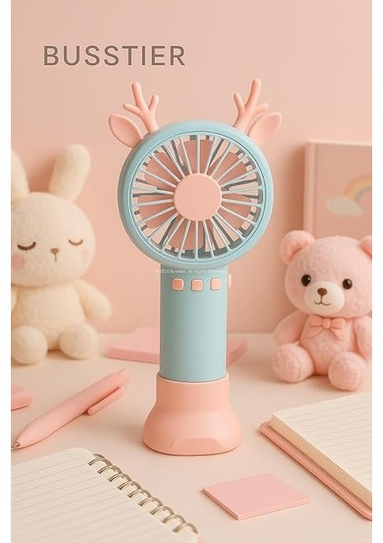 Geyik Boynuzlu Mini El Fanı, 20 cm Taşınabilir Şarjlı Masaüstü Fan, Tek Kademeli Hız, Kompakt Fan Tasarımı, 7 cm Çaplı Vantilatör, USB Şarjlı, Çocuklar Için Uygun fiyatları