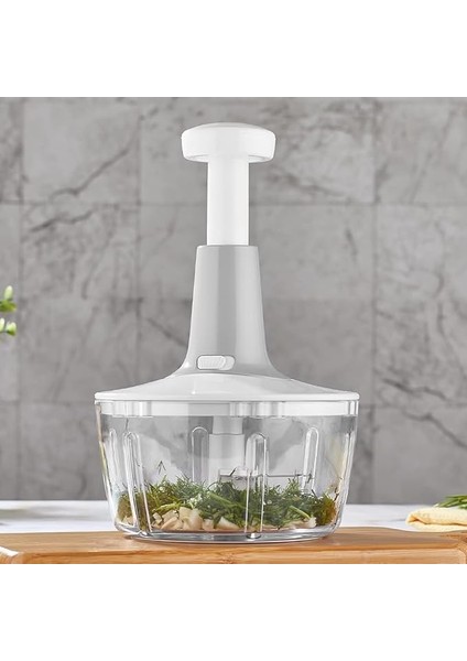 Home Manuel Üstten Basmalı 3 Bıçaklı Kilitlenebilir Meyve Sebze Doğrayıcı El Rondosu