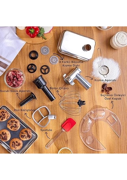 Multichef Ultra 2000W 7 Litre Stand Mikser Mutfak Şefi Anthracite (Kıyma Çekme/sucuk-Sosis/içli Köfte Aparatlı) indirimleri