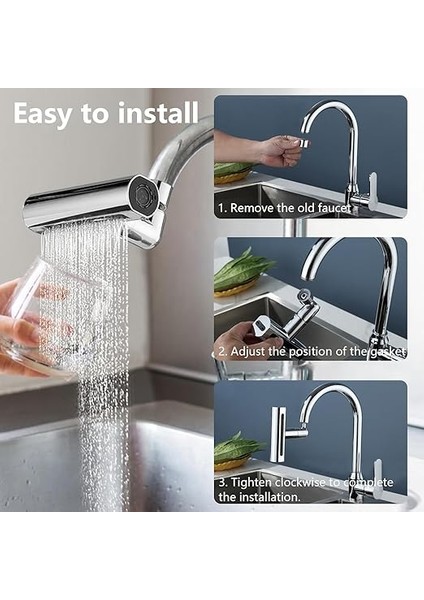 360 Derece Döner Şelale Musluk Başlığı - 4 Fonksiyonlu Mutfak Batarya Başlığı fiyatları