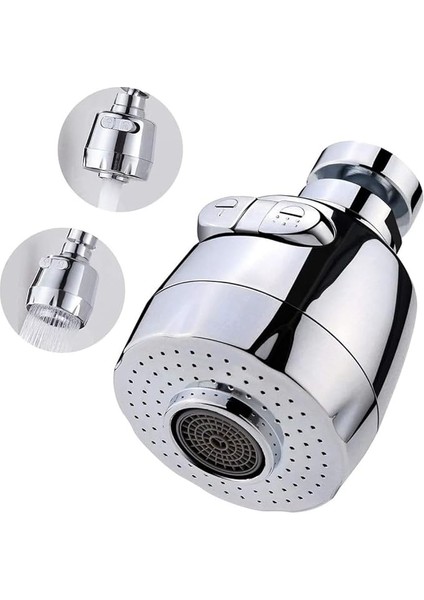 Fonksiyonlu Mutfak Lavabo Başlığı, 360 Derece Dönen, Tasarruflu, Musluk Başlığı, Krom,
