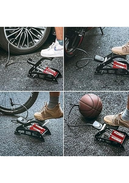 KB5402D Çift Pistonlu Dokunmatik Dijital Basınç Göstergeli Ayak Pompası ve Taşıma Kılıfı, Kırmızı/siyah fırsatları