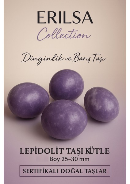 Sertifikalı Doğal Lepidolit Taşı Kütle 25-30 mm – Dinginlik ve Ruhsal Barış Taşı