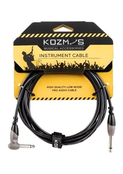 Joes KCL-156-3M Siyah-Gri 3 Metre Açılı Gitar Enstrüman Kablosu Kozmos