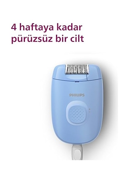 Epilasyon Cihazı, Taşınabilir Kompakt Tasarım, Yıkanabilir Başlık, Kablolu, 4 Haftaya Kadar Pürüzsüzlük, Mavi Renk, BRE228/05 fiyatları