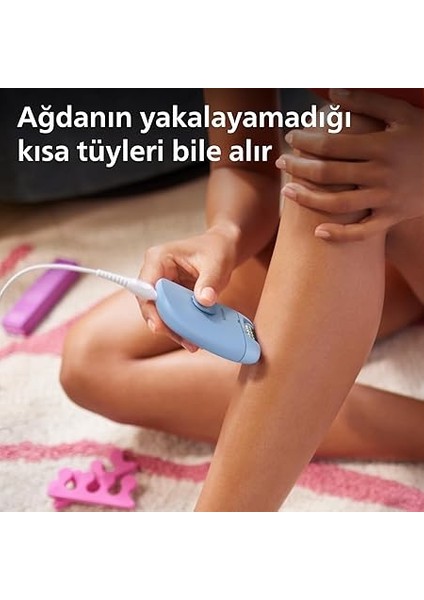 Epilasyon Cihazı, Taşınabilir Kompakt Tasarım, Yıkanabilir Başlık, Kablolu, 4 Haftaya Kadar Pürüzsüzlük, Mavi Renk, BRE228/05 modelleri