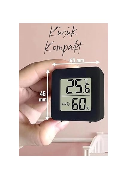 Sıcaklık Nem Ölçer LCD Ekranlı Oda Termometre Duvara Takılabilen Masaüstü Isı Göstergesi Siyah modelleri