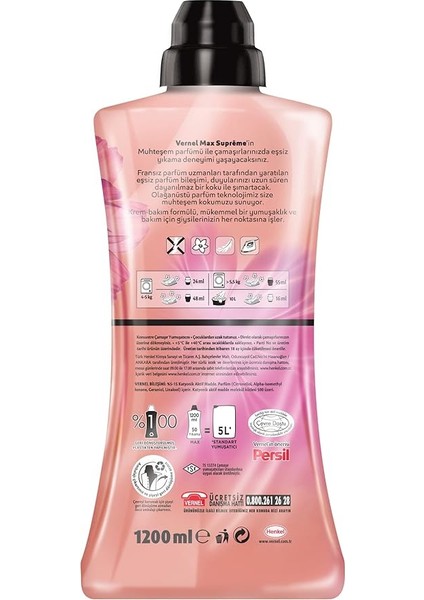 Max Konsantre Çamaşır Yumuşatıcısı 1200 ml 50 Yıkama Supreme Romance fiyatları