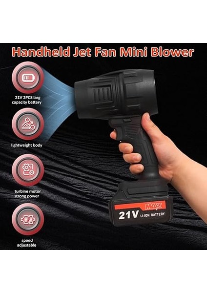 Jet Kuru Üfleyici Turbo Jet Fan 21V 2 Adet Büyük Ty Pil Hafif Gövde Türbin Güç Anahtarı Düşen Yaprakları Temizleyin ve Evde fiyatları