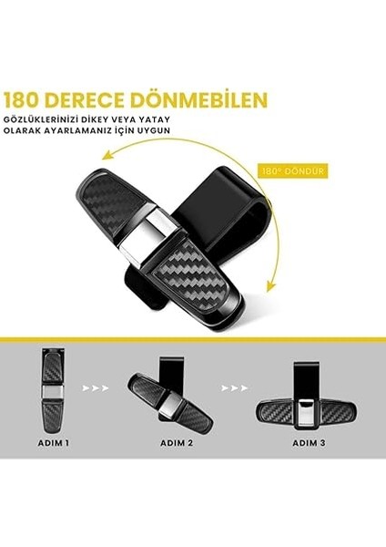 Klipsli 180 Derece Döner Klipsli Araç Içi Gözlük Tutucu Kart Tutucu Oto Araç Gözlük Tutacagi fırsatları