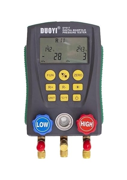 DY517 Basınç Ölçer Soğutma Dijital Vakum Basınç Manifoldu Test Cihazı Hvac Sıcaklık Test Cihazı Dijital Manifold Ölçer Hvac Vakum Basınç Çok Renkli DY517