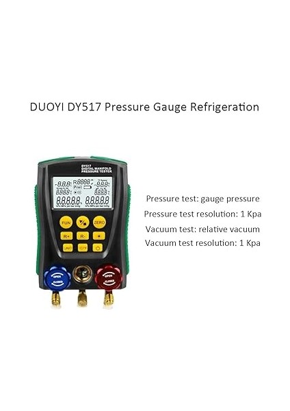 DY517 Basınç Ölçer Soğutma Dijital Vakum Basınç Manifoldu Test Cihazı Hvac Sıcaklık Test Cihazı Dijital Manifold Ölçer Hvac Vakum Basınç Çok Renkli DY517 fiyatları