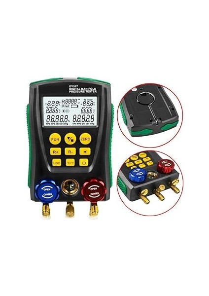 DY517 Basınç Ölçer Soğutma Dijital Vakum Basınç Manifoldu Test Cihazı Hvac Sıcaklık Test Cihazı Dijital Manifold Ölçer Hvac Vakum Basınç Çok Renkli DY517 modelleri
