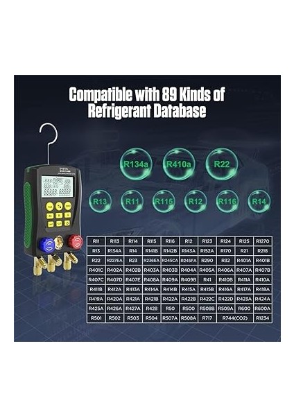 DY517 Basınç Ölçer Soğutma Dijital Vakum Basınç Manifoldu Test Cihazı Hvac Sıcaklık Test Cihazı Dijital Manifold Ölçer Hvac Vakum Basınç Çok Renkli DY517 indirimleri