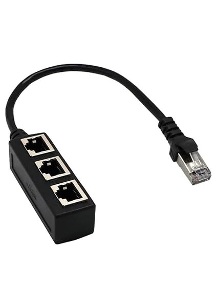 RJ45 3'lü Dağıtıcı Splitter, RJ45 Dağıtıcı, 3lü Ethernet Uzatma Kablosu, Kablo, 3 Sokete Fiş, Aktarım Bağlantısı, Ayırıcı modelleri