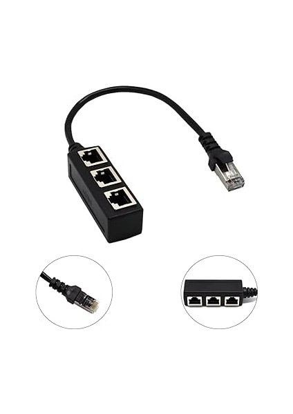 RJ45 3'lü Dağıtıcı Splitter, RJ45 Dağıtıcı, 3lü Ethernet Uzatma Kablosu, Kablo, 3 Sokete Fiş, Aktarım Bağlantısı, Ayırıcı fırsatları