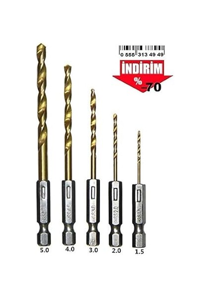Tüm Akülü Matkap Şarjlı Tornavida Için Altıgen Bit Uç 5li Matkap Ucu Seti Mandren Uyumlu Titanyum fiyatları