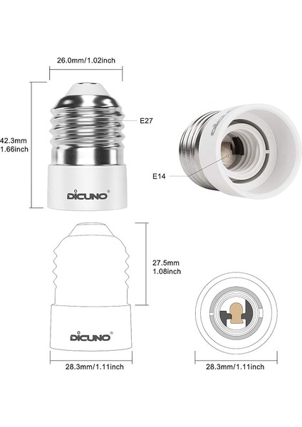 E27 E14 Lamba Duyu Dönüştürücü, Adaptör Duyu Büyük Edison Dişli, E27 Ila E14, Isıya Dayanıklı, LED Lamba, Ampul ve Cfl Ampul Için, 10'lu Paket fiyatları