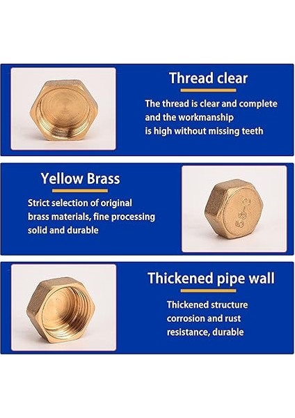 Pirinç Kapak G1/2"(Ø19,5mm) Iç Dişli, 6 Adet Kör Tapa Hortum Kapakları Kilit Kapağı G1/2", Pirinç Kapak, Altıgen, Boru Kapağı Uç Kapağı Bahçe Su Borusu Için Dişli Bağlantı Parçası modelleri