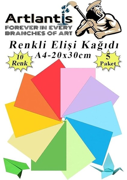Elişi Kağıdı A4 10 Renk 5 Paket El Işi Kağıdı 10 Lu Kreş Ana Sınıfı Okul Öncesi Sınıf Malzemesi