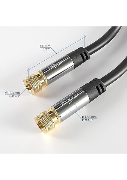 – Sat/anten Kabluso, Koaksiyel Kablolar – 1,5m – Metal F Konnektörlü 4K Tv Uydu Kablosu – 0,5-30M Arasında Mevcut (Radyo/tv, Dvb-T, Dvb-C, Dvb-S/dvb-S2, Internet, Siyah) indirimleri