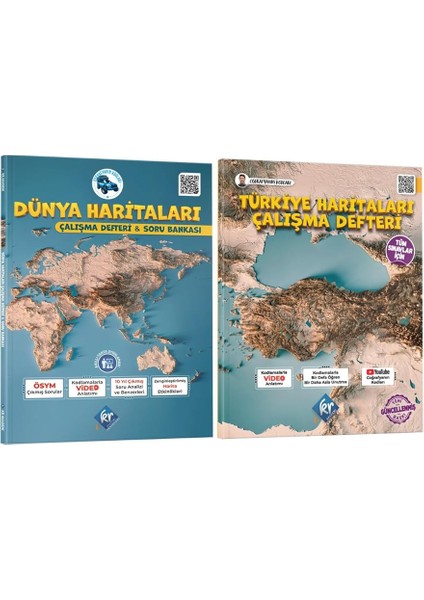 Kodları Dünya Haritaları Çalışma Defteri Soru Bankası ve Türkiye Haritaları Çalışma Defteri Seti (Tüm Sınavlar Için) Kr Akademi fiyatları