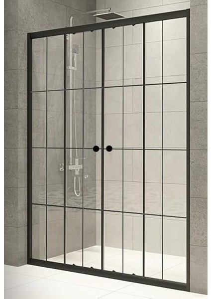 Duşakabin Ön Cephe 4mm Siyah Çizgi Şeffaf Cam Yükseklik 180CM (129 Cm) fiyatları