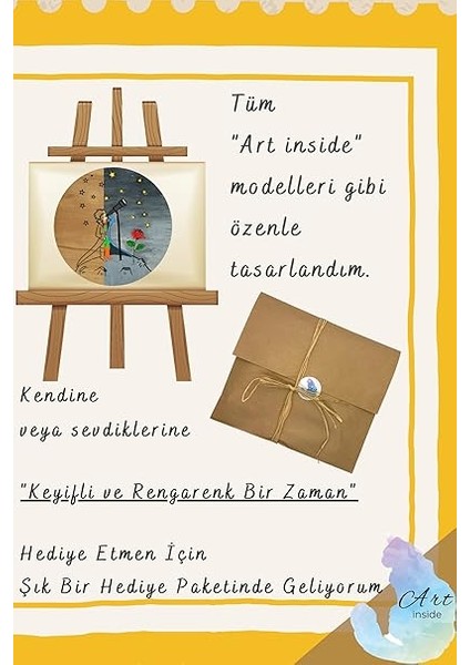 Inside Küçük Prens Teleskop Ahşap Boyama Tuval Seti Hediye Hobi Kiti 20 cm indirimleri