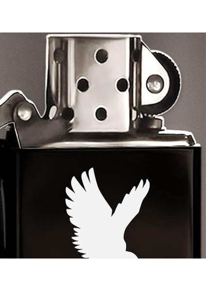 Gift Kartal Tasarımlı Siyah Benzinli Metal Çakmak fırsatları