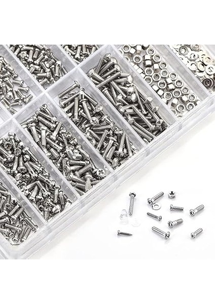 1000 Adet Minik Gözlük Vidası, Paslanmaz Çelik Gözlük Güneş Gözlüğü Vidaları Onarım Seti Minik Vidalar Somun Pul Çeşitleri Gözlük Saatleri Için indirimleri