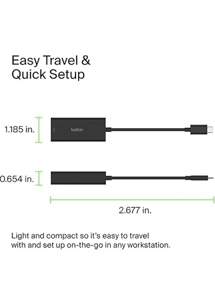 USB Type-C 2.5 GB Ethernet Adaptörü, Usb, Thunderbolt 3 ve 4, Lan Ağ Adaptörü, MacBook Pro/air, iPad Pro, Xps, Surface ve Diğer Usb-C Aygıtlarıyla Uyumlu modelleri