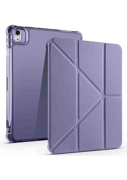 Air 13 Ile Uyumlu 2025 M3 Kalem Bölmeli Standlı Akıllı Fuchsia Trifolding Tablet Kılıfı Mor