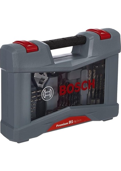 Professional 91 Parça Uç ve Matkap Ucu Birinci Sınıf X-Line Seti (Beton Matkap Ucu, Fayans Matkabı, Evrensel Tutucu, Derinlik Durdurucu, Ingiliz Anahtarı, Sağlam Çanta Içinde, Aksesuar Matkap)