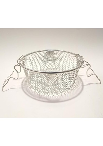 Paslanmaz Çelik 20CM Fritöz Sepeti Fonksiyonel Çift Kulp Kızartma Teli Pratik Cips Kevgiri