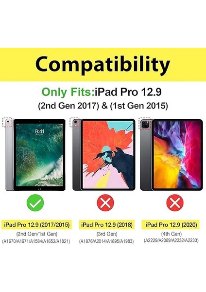 iPad Pro 12.9 1. ve 2. Nesil (2015 ve 2017 Modeli) Için Akıllı Kılıf, Stand Kapağı Desteği Otomatik Uyku/uyanma - Mavi fiyatları