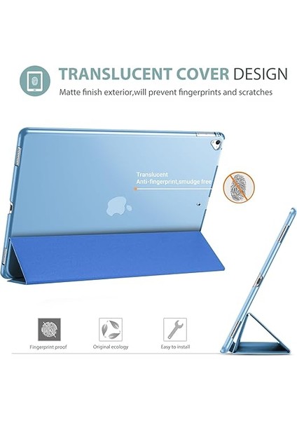 iPad Pro 12.9 1. ve 2. Nesil (2015 ve 2017 Modeli) Için Akıllı Kılıf, Stand Kapağı Desteği Otomatik Uyku/uyanma - Mavi modelleri