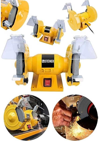 Alman 125 mm Turbo 3800 Watt Çark Motoru Zımpara Balta Bıçak Bileme Makinesi Taş Motoru Taşlama Sarı fiyatları