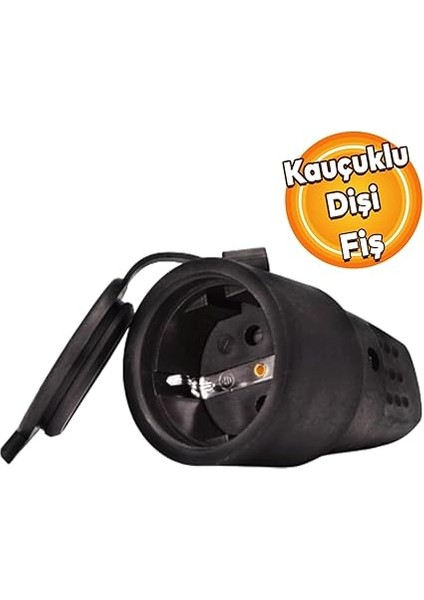 Sağlam Monofaze Kauçuklu Kablo Bahçe Dış Mekan Korunaklı Su Geçirmez Siyah Kapaklı Dişi Fiş Tek 16A modelleri