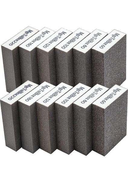 12 Adet Zımpara Süngeri,6 Farklı Zımpara Süngeri Ahşap Yıkanabilir ve Yeniden Kullanılabilir, Zımpara Kağıdı Seti Çeşitli Malzemelerin Parlatma Için Uygun