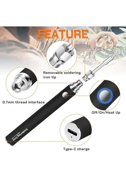 Şarjlı Kablosuz Lehim Makinası - 5 Saniyede Isınma - 30 Dakika Kullanım - USB Type-C Şarj - 3 Farklı Isı Modu - 450 Derece fiyatları