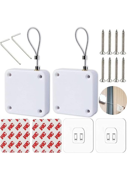 2 Adet Araba Kapısı Kapatıcı, Delme Gerektirmez, Iç Kapı, Çok Fonksiyonlu Sensör, Kapı Kapatıcı, Beyaz, Sensörlü Kapı Kapatıcı, 800 G Çekme Gücü, Çoğu Kapı, Ahşap, Metal Kapılar Için